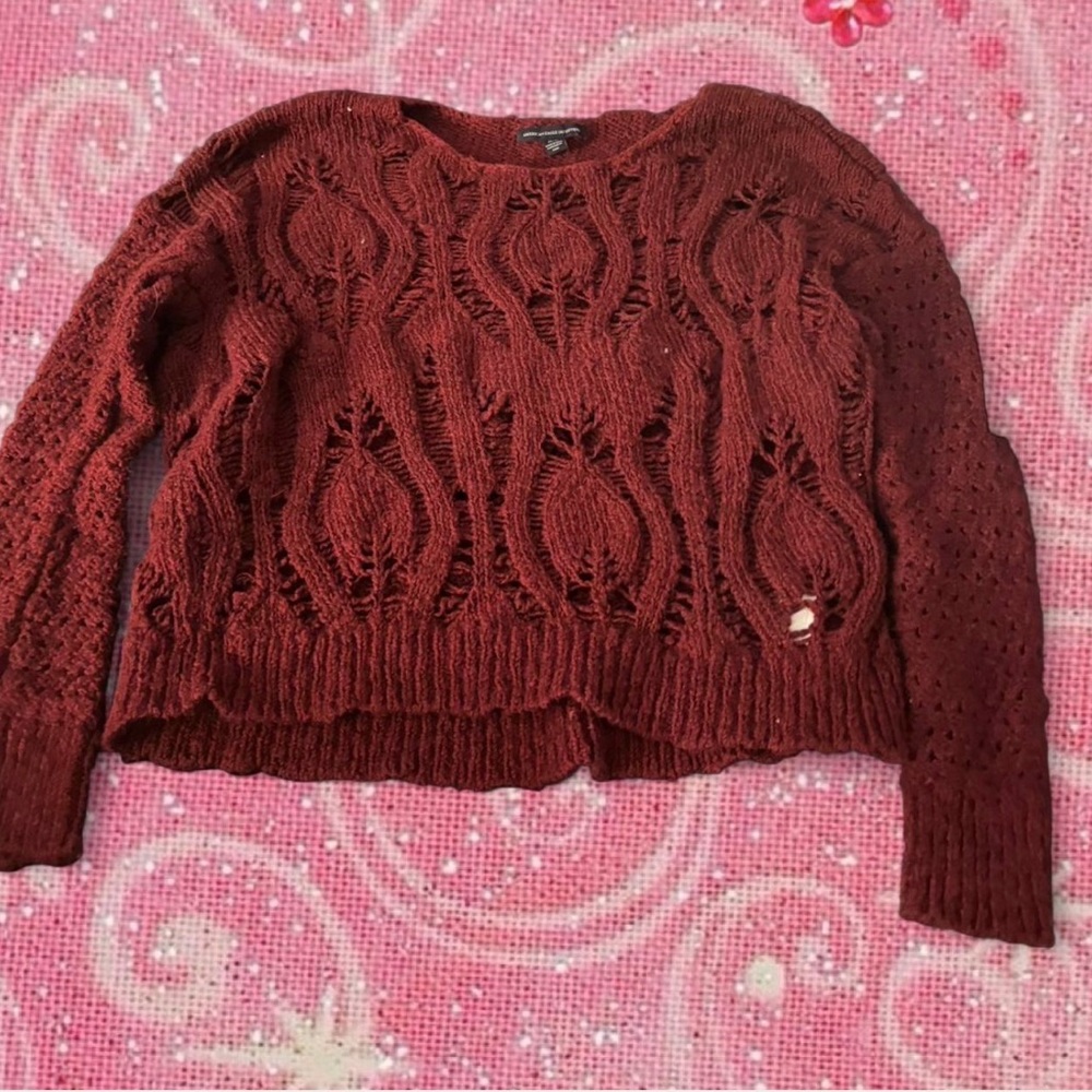 Beautiful burgundy crochet sweater